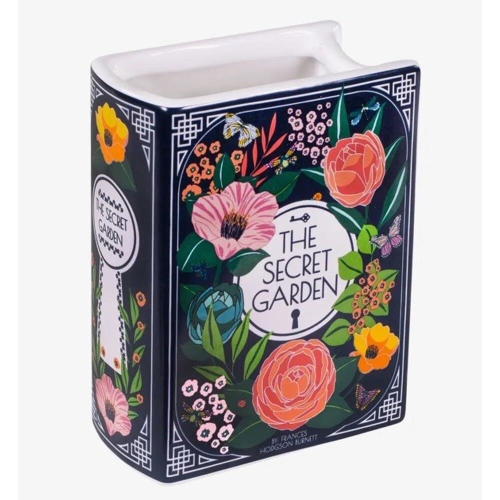 The Secret Garden Book Shaped Decorative Vase Steel Mill & Co Ceramic New